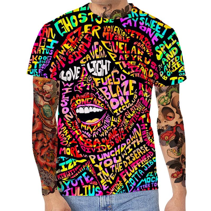 Summer Round Neck 3D Art Print Top Fashionable Casual Short Sleeved Men's T-shirts