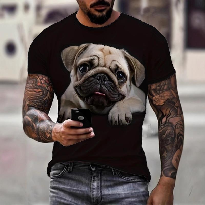 Мужская футболка с 3D цифровым принтом с узором собаки, европейским и американским принтом, с коротким рукавом, летняя, дышащая, с круглым вырезом