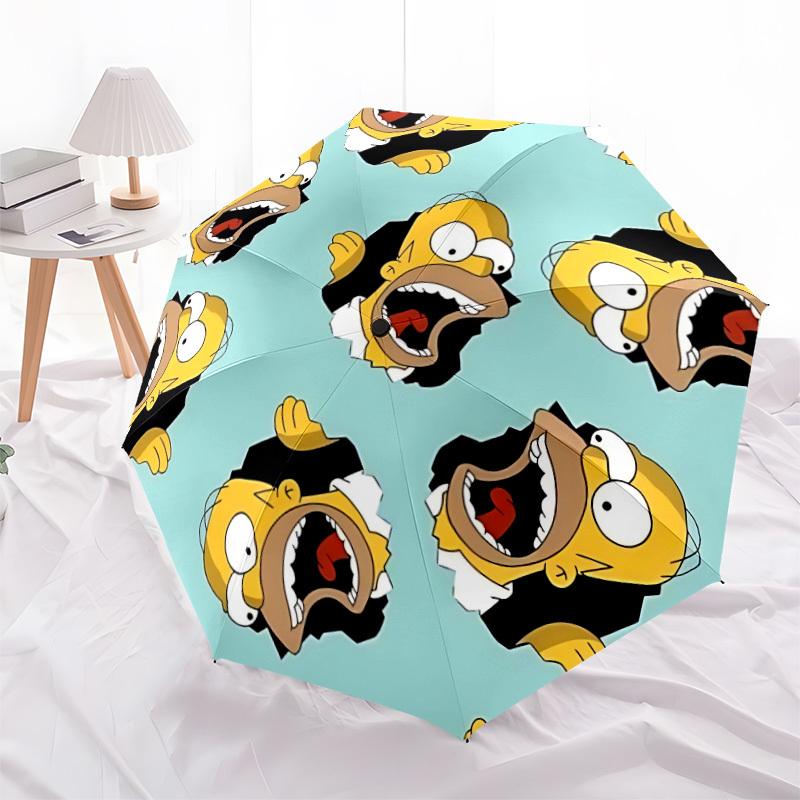 1pc Homer Simpson Automatic Umbrella, Portable Foldable 8-Rib Manual Open with Skeleton Hand,  Durable Canopy yy250730122