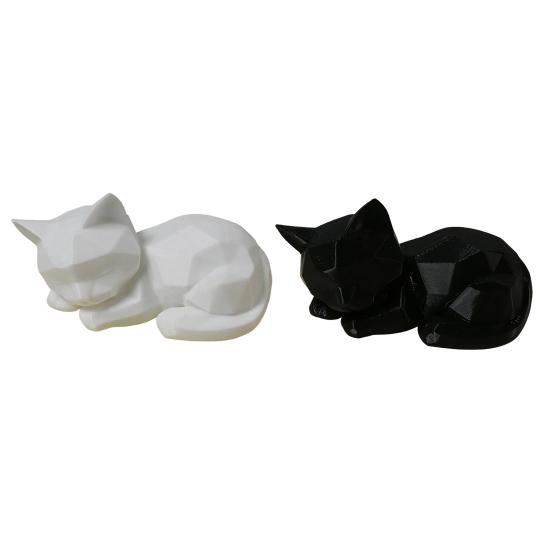 3D Printed Sleeping Cat Figurines, Geometric Cat Statue, Minimalist Cute Cat Art Crafts Decoration for Home Office Desktop Shelf