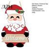 Indoor Outdoor Xmas Decoration Christmas 2D Wooden Welcome Hanging Sign, Cartoon Santa Snowman Tree Party Wall Art Door Hanger with Rope, Porch Front