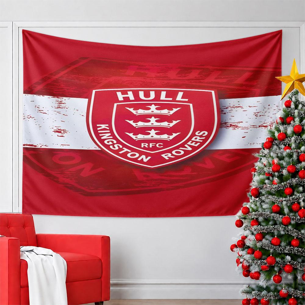 Hull Kingston Rovers Red Logo Design Pattern Wall Hanging Tapestry Decorative Tapestry Home Decor for Bedroom and Living Room