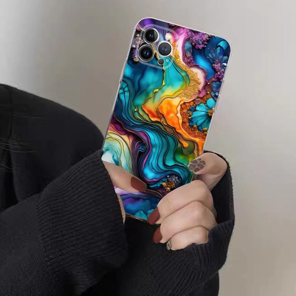 Marble Agate Pattern Phone Case For IPhone 16 15 8 7 6 6S Plus X SE XR XS 14 11 12 13 Mini Pro Max Mobile Case