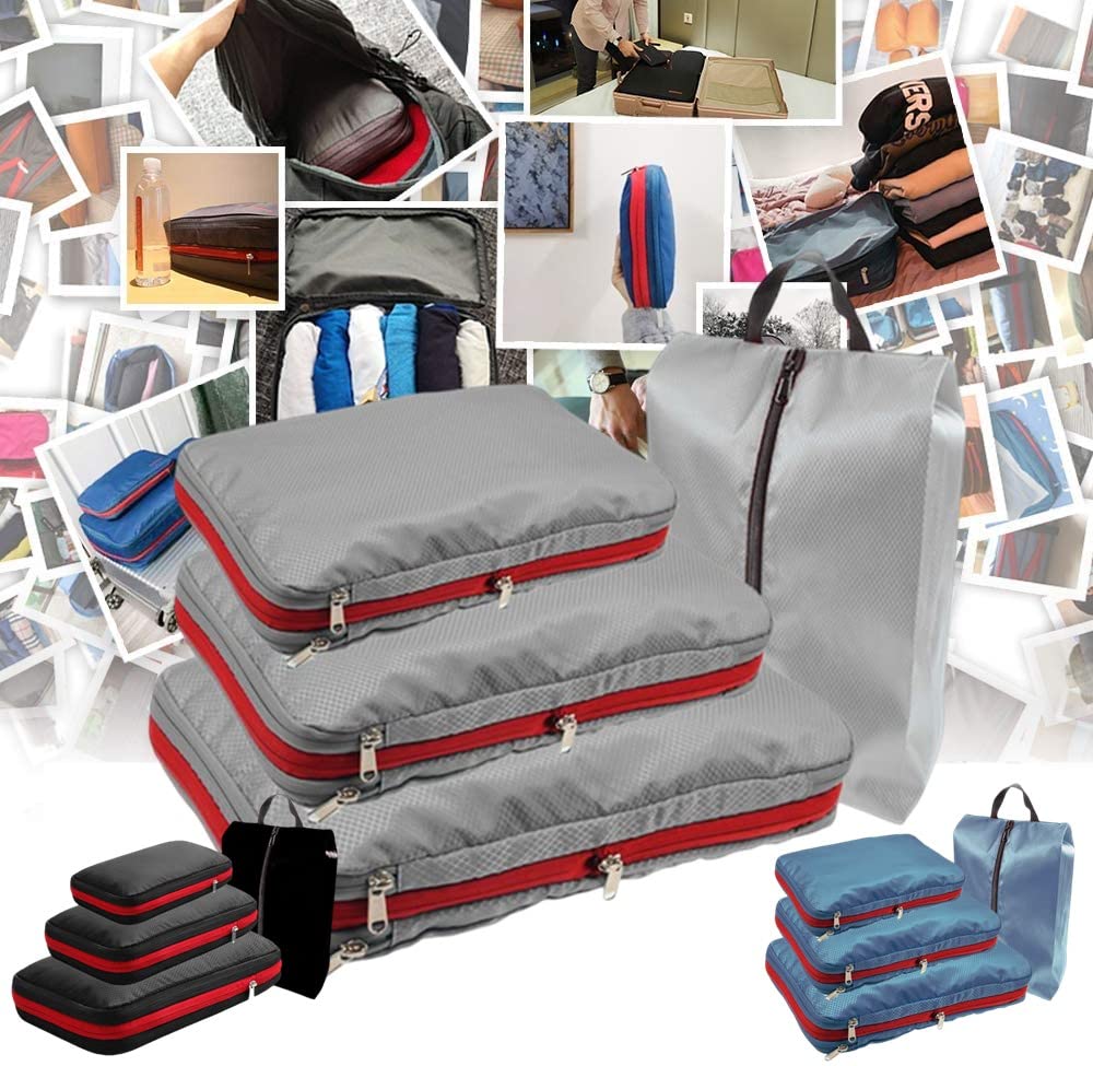 Compression Travel Compression 4 Piece Zipper Up To Space Includes Shoe Travel Love Compression Double Layer Clothes Sorting For Business Large Easy