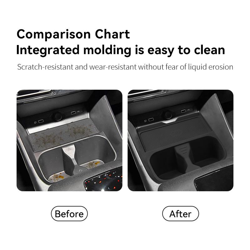 Smabee for MG3 MG 3 2023-2025 2 in 1 Cup Holder Wireless Charging Anti-slip Pad Organizer Protective Pad Silicone Accessories