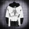 Men's 2021 Autumn Korean Style Hooded Hip-Hop Sweatshirt with Zipper and Ribbon Detailing