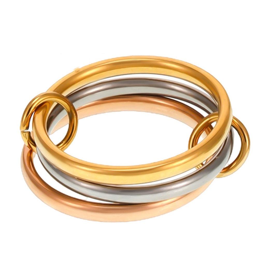 Multiple Layers Strand Loop Indext Finger Zircon Rings for Women Stainless Steel Gold Plated Ring