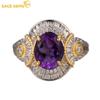 925 Sterling Silver Resizable Luxury Natual Amethyst Rings for Women Engagement Cocktail Party Fine Jewelry Gift