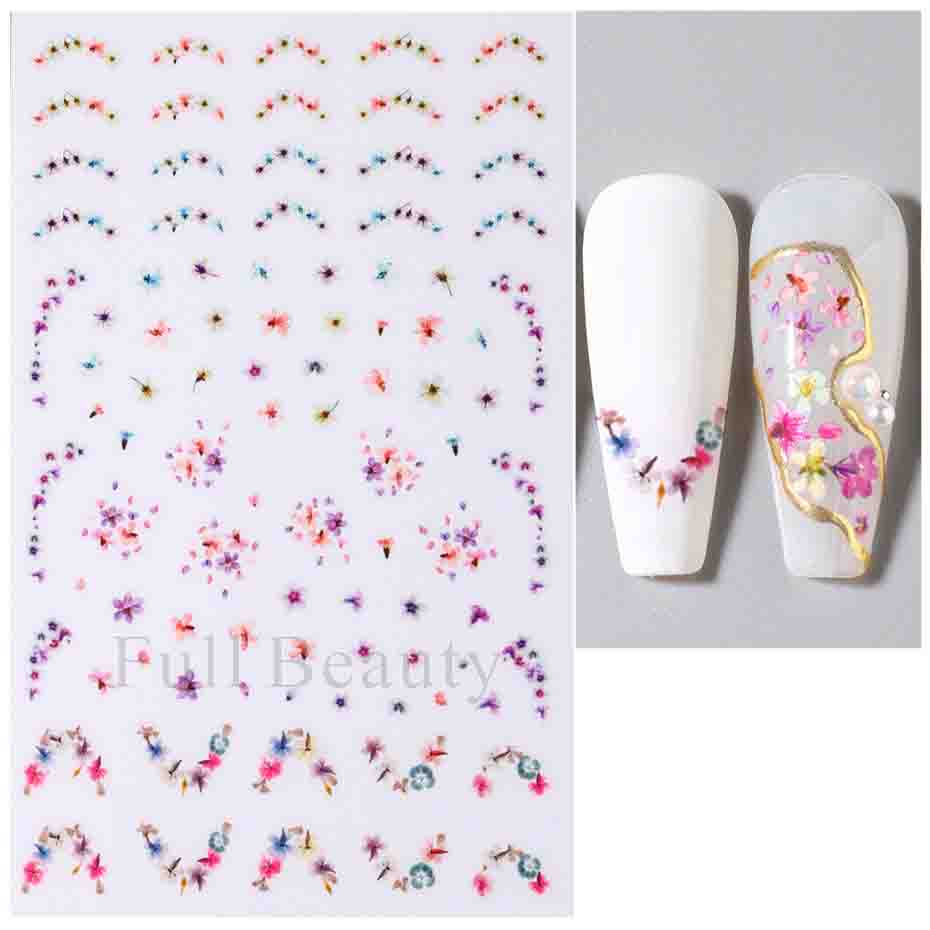 Красочные абстрактные волнистые линии 3D наклейки для дизайна ногтей цветок цветочный лист наклейки для ногтей украшения для ногтей