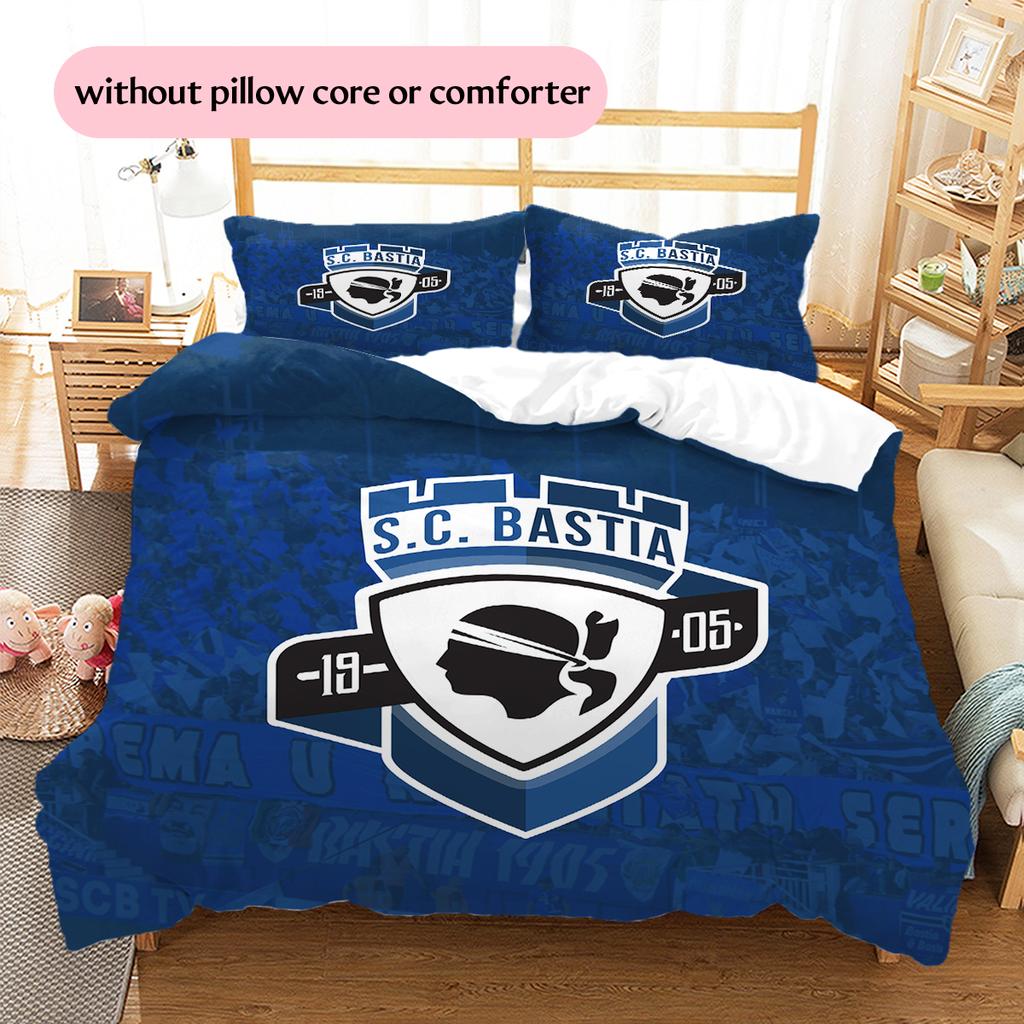 SC Bastia Pattern Bedding Home Decoration Birthday Gift (1 * duvet cover + 2 * pillowcase, without core)