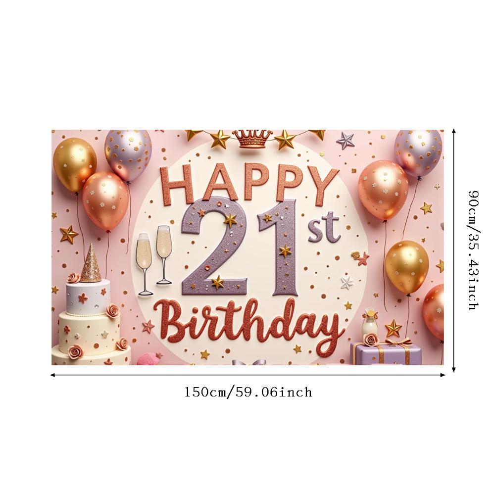Полиэстеровый материал Праздничный баннер Баннер на 21-й день рождения Декор для дня рождения для фотобудки Вечеринка для взрослых Фон для вечеринки