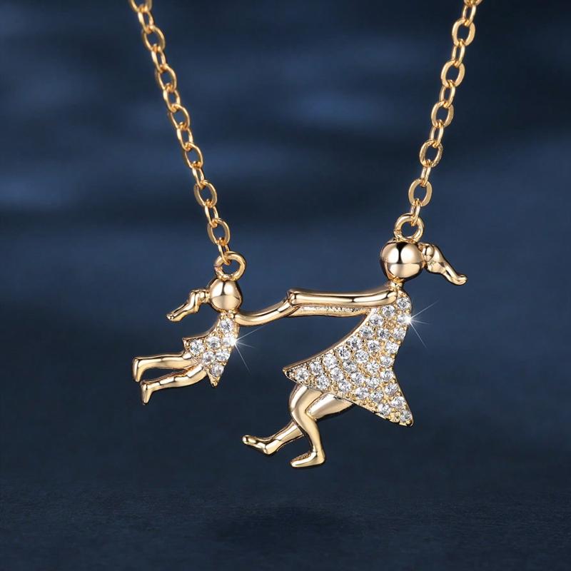 Золотого цвета ожерелье для матери и дочери с подвеской на цепочке, чокер с кубическим цирконием, ювелирные изделия, подарок на День матери