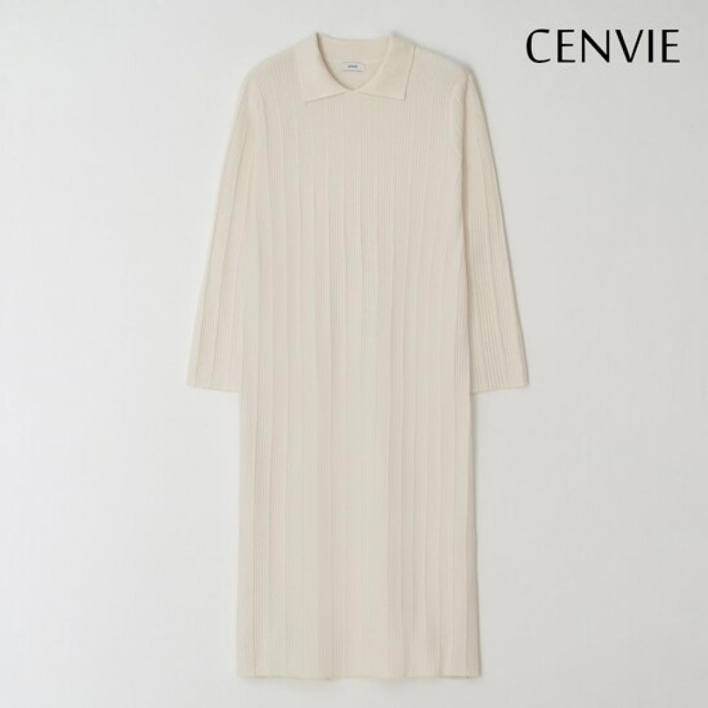 Senbi Knit Dress With Uneven Rib Collar
