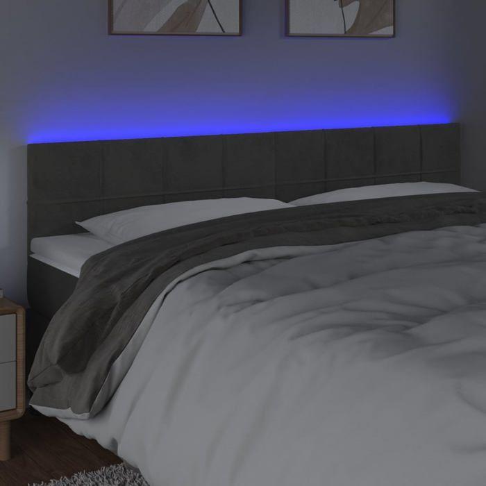 VidaXL Tête de Lit à LED Meuble de Chambre à Coucher Accessoire de Lit Double Tête de Cadre de Lit Intérieur Gris Foncé 3121667