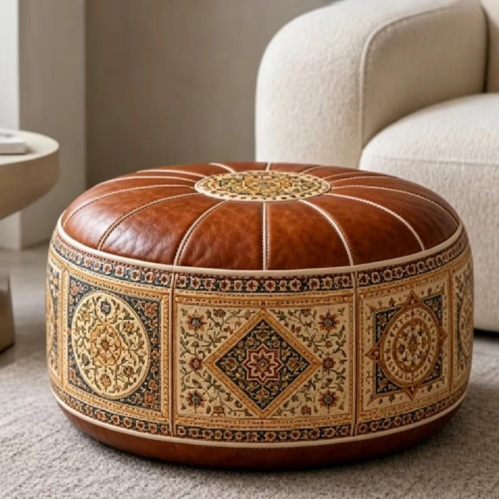 Fillable Storage Leg Bench Boho Style Footstool Cover Space Saver Storage Ottoman Seasonal Storage