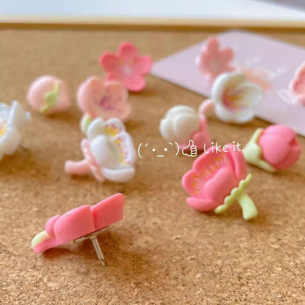 20/30Pcs 3D Sakura Pushpins Creative Pink Flower Push Pins Blackboard Push Pins  Wall Markers
