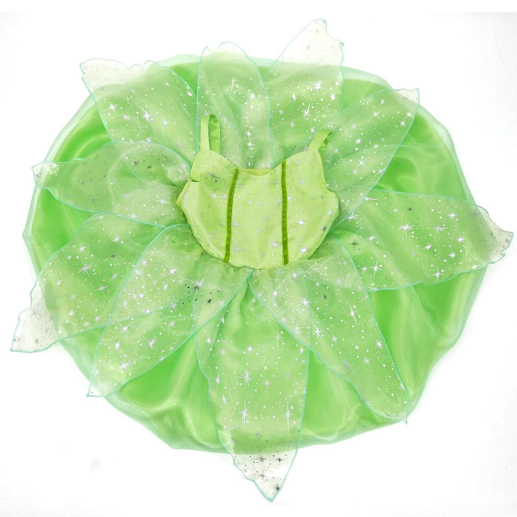 Tinkerbell Dress for Princess Dress Cosplay Wings Tiara Flower Kids Girls Gift [CQDY] Kids, (Fairy + + + Stick, Etc.) 7-Piece Set, Fairy, Spirit,