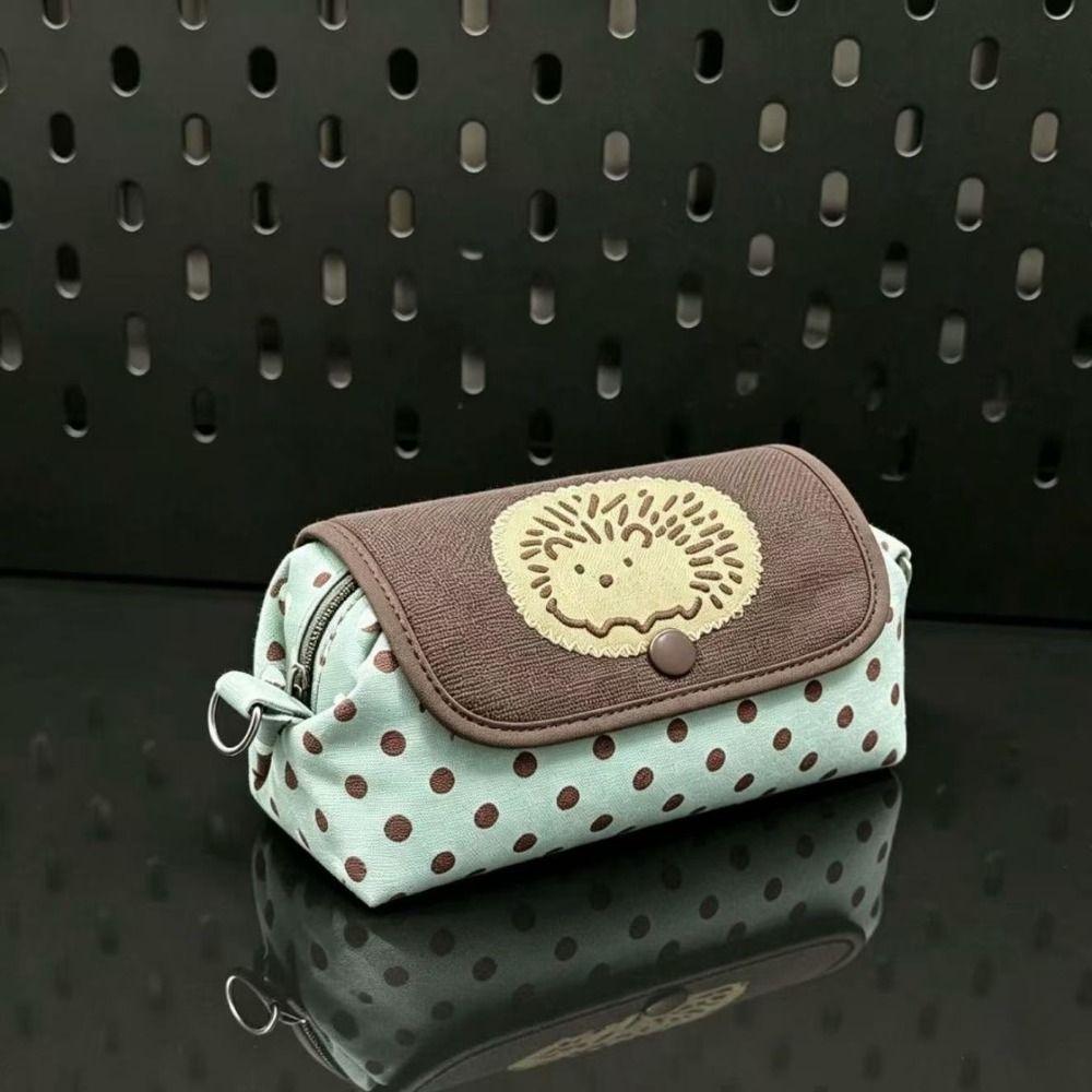 Cute Hedgehog Pen Bag Dot Pattern Pencil Pouch High Quality Pencil Case Gift