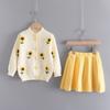 Toddler Kids Children Baby Girls Floral Knitted Cardigan Sweater Coats Skirt Set