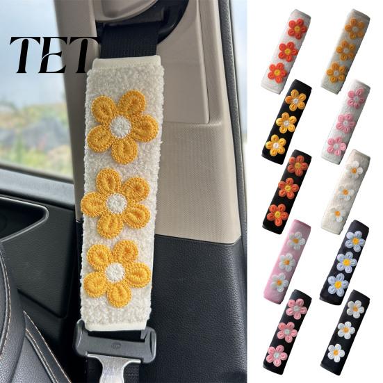 Car Seat Belt Covers Cute Floral Pads for Car, Soft Mesh Shoulder Yellow Wraps Strap Covers, Comfortable Universal Protective Cushions Adults Children