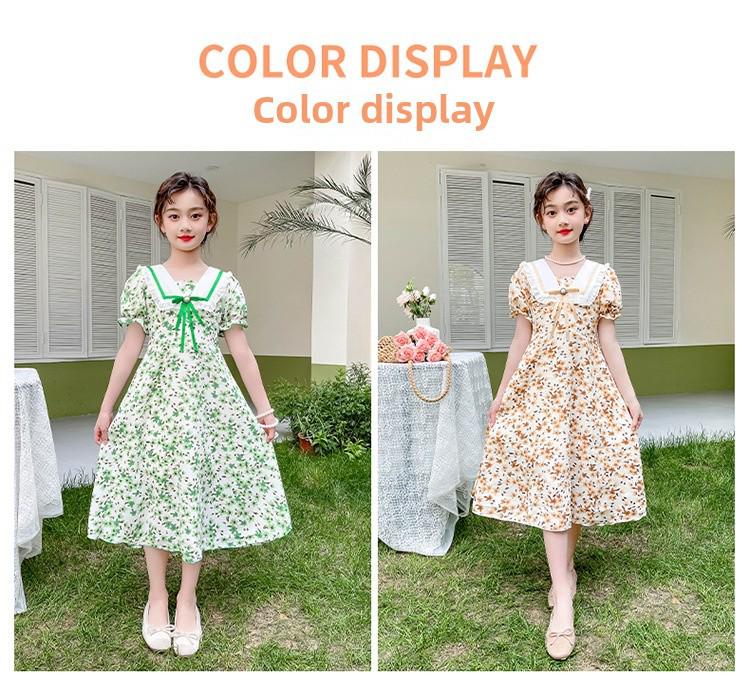 Girls' Stylish Floral Summer Dress with Puff Sleeves