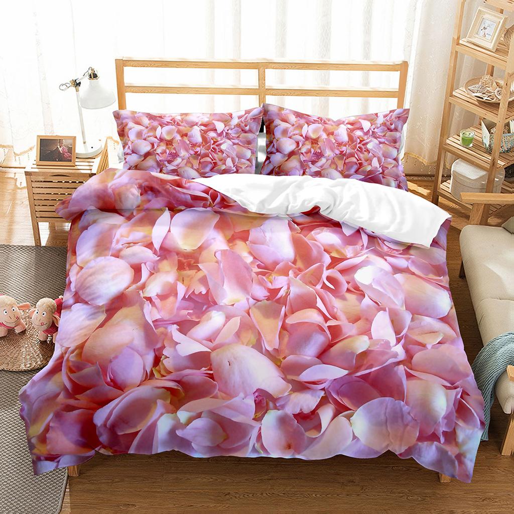 Комплект пододеяльника Petal King Queen Full Size Красивый цветочный узор Полиэстеровый чехол для одеяла для детей, подростков, взрослых Постельное белье
