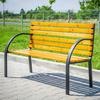 Wooden garden bench, cemetery bench, metal park bench with backrest, large
