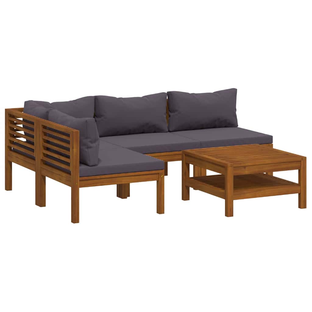vidaXL 5-tlg. Garten-Lounge-Set mit Auflage Massivholz Akazie