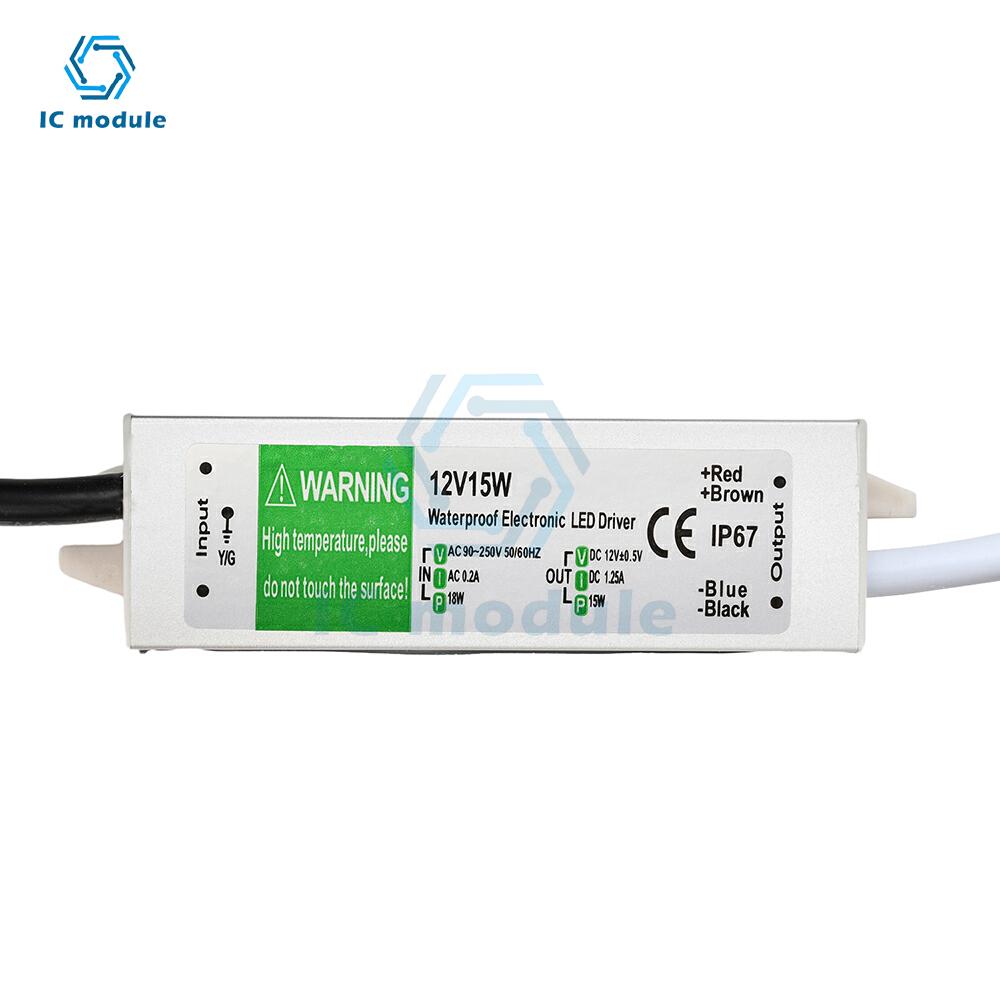 Водонепроницаемый блок питания IP67 AC 90-250V в DC 12V Драйвер для светодиодной ленты 10 Вт 15 В Импульсный блок питания для светодиодных лент