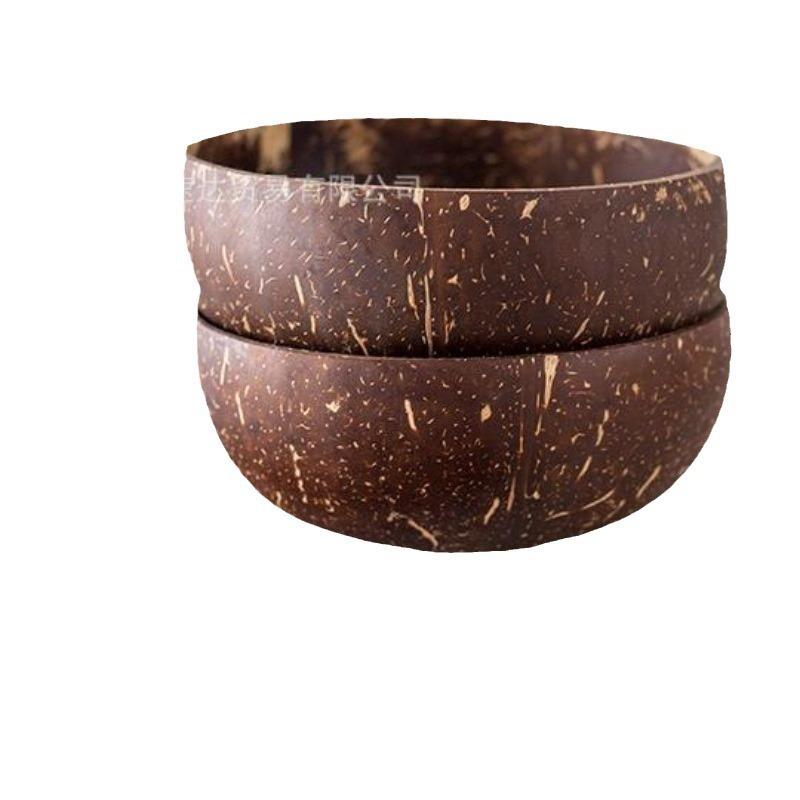 Женская миска из натурального кокоса 12-15 см, набор столовых приборов, деревянная посуда ручной работы, деревянная ложка, десерт, фруктовый салат, смешивание, рис, рамэн