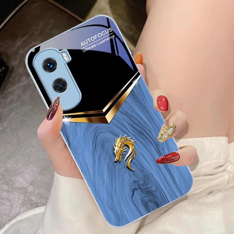 V-образный чехол для телефона с головой дракона из закаленного стекла для Honor 200 90 8X 9X Pro Lite P50 P40 Nova 10 11i P60 Magic4 6 Mate 20 50