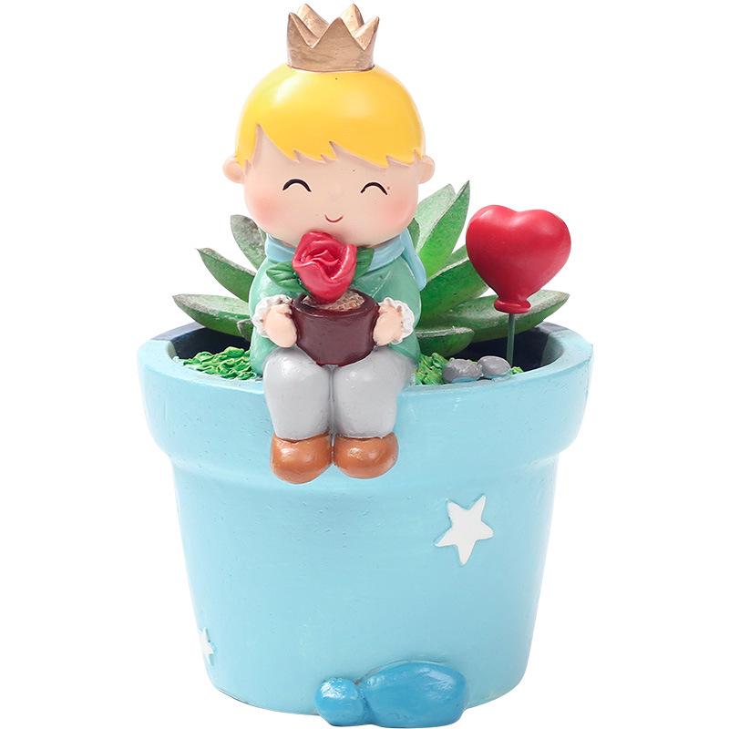 Charming Little Prince Fairy Tale Flower Pot for Succulents - Creative Desktop Decor