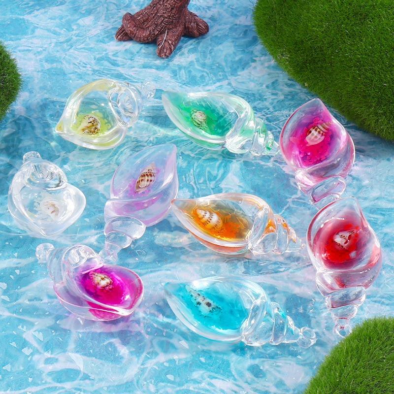 Luminous Colorful Conch Crafts Key Pendant Desktop Ornaments Decoration Diy Resin Small Accessories