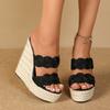 Women Slipper 15cm Wedge heel Sexy New Straw Woven Simple High Slope Heel Waterproof Trolley Model Slippers