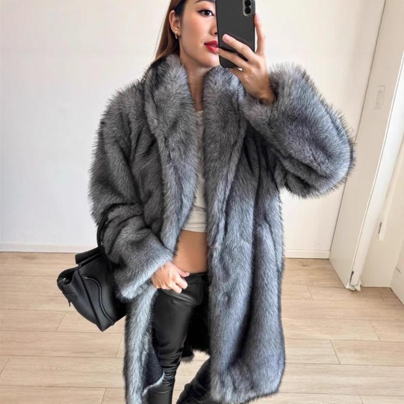 Autumn and Winter New Fur Coat Extended Women's Light Fashion Large Size Imitation Fur Coat