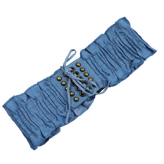 Women Elastic Woven Dress Belt Punk Style Denim Stretchy Corset Wide Edge All-match Retro Fabric Skirt Belt