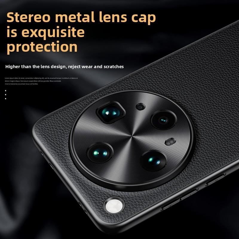 Premium Genuine Cowhide X8 Ultra X7 Litchi Leather Case for Oppo Find X8 Pro X8S Plus X6 Hardware Len Full Protection Hard Cover