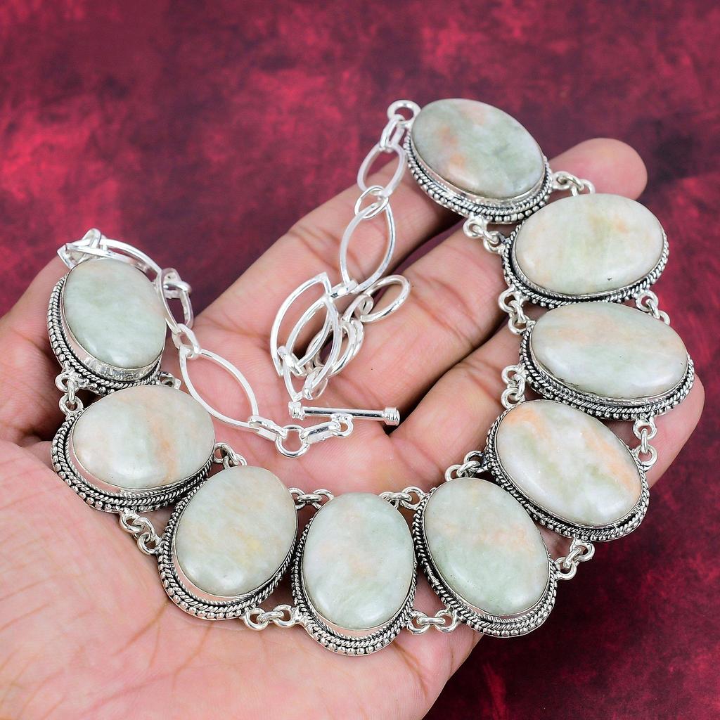 Orange Scolecite 925 Solid Sterling Silver Necklace with Adjustable Chain, Handmade Gemstone Jewelry Necklace For Memorial Day