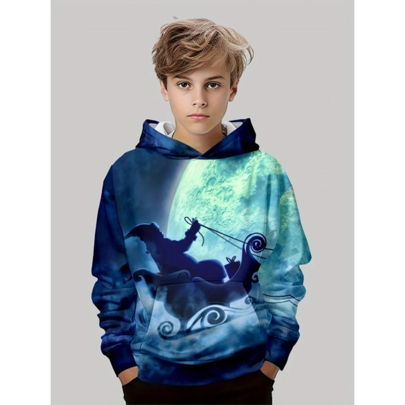 Boys' Halloween Pumpkin 3D Print Hoodie Outdoor Sportswear with Pockets Long Sleeve Spring Autumn Outdoor Pullover Childs Tops