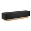 Modern Black TV Stand with Wood Grain – 175 cm – Minimalist, Curved Design – Plenty of Storage Space and Cable Management