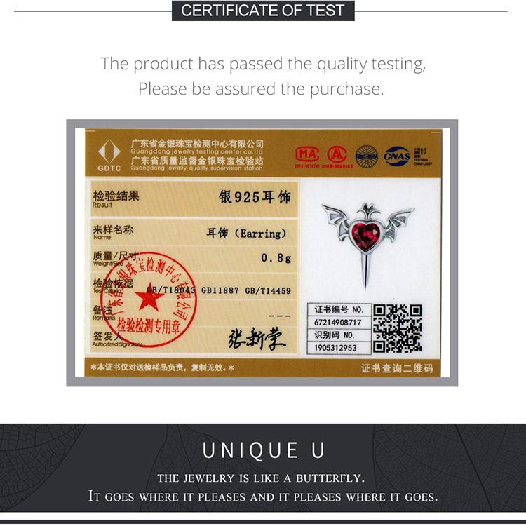 BAMOER, 1 шт., стерлинговое серебро 925 пробы, красивые серьги с цирконием и кинжалом в форме алого сердца для крутых девочек