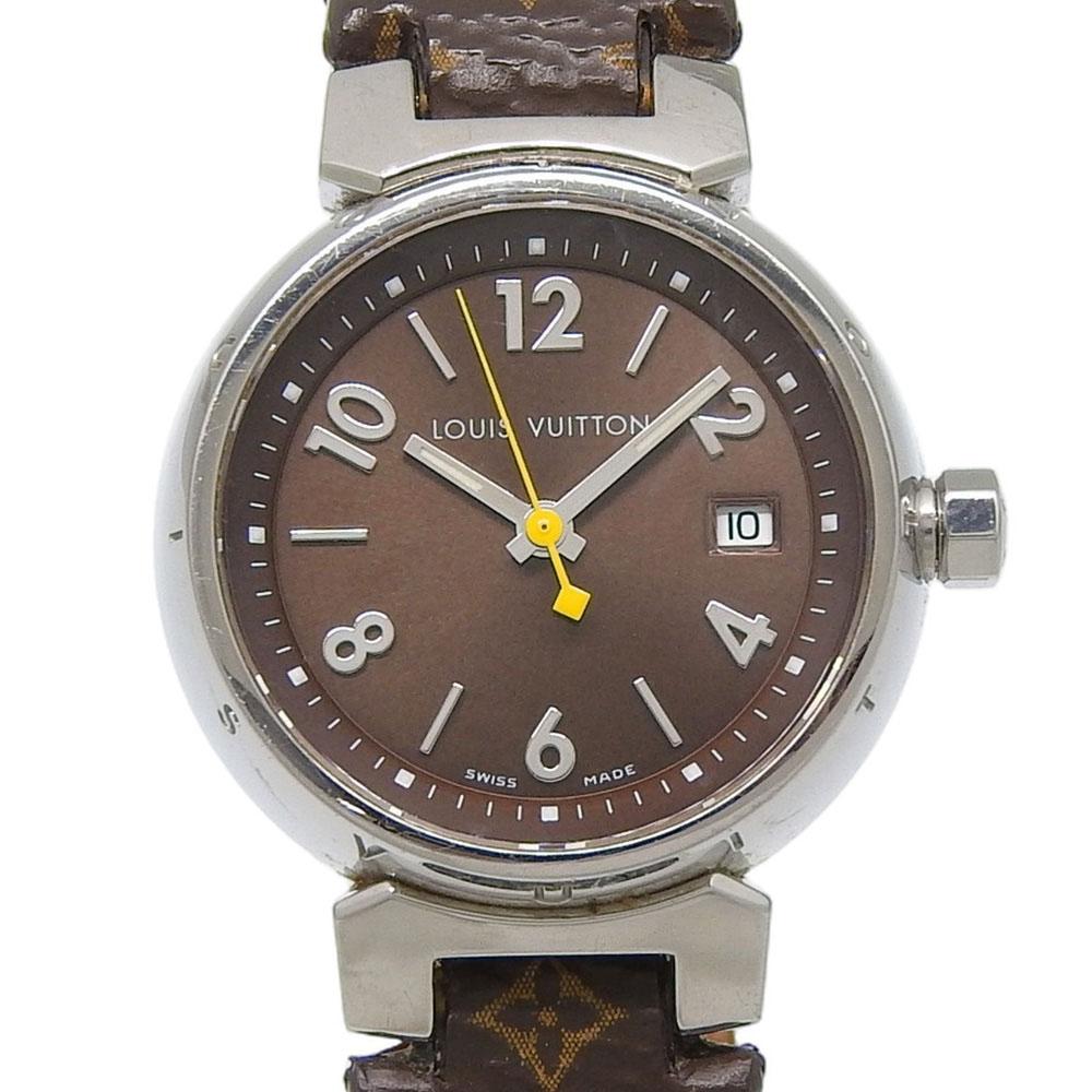 LOUIS VUITTON Tambour Watches Q1211 Monogram bronzeDial Stainless Steel/leather Quartz Analog display Women Used