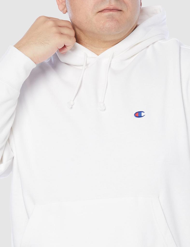 Sweatshirt Hoodie Long Sleeve One Point Logo Embroidery Hooded Sweatshirt Basic White M [Champion] (Old Model) Men's