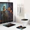 Halloween Series Bathroom Shower Curtain Floor Mat Toilet Cover Foot Mat Four-Piece Set