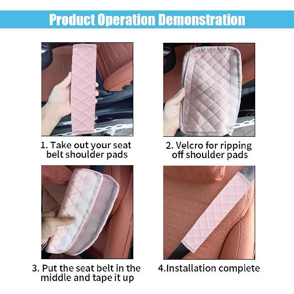 2PCS Universal Car Seatbelt Strap Cover, Long Crystal Velvet Shoulder Pad Cover Kit for Adults and Children, Helps Avoid Friction on Shoulder and
