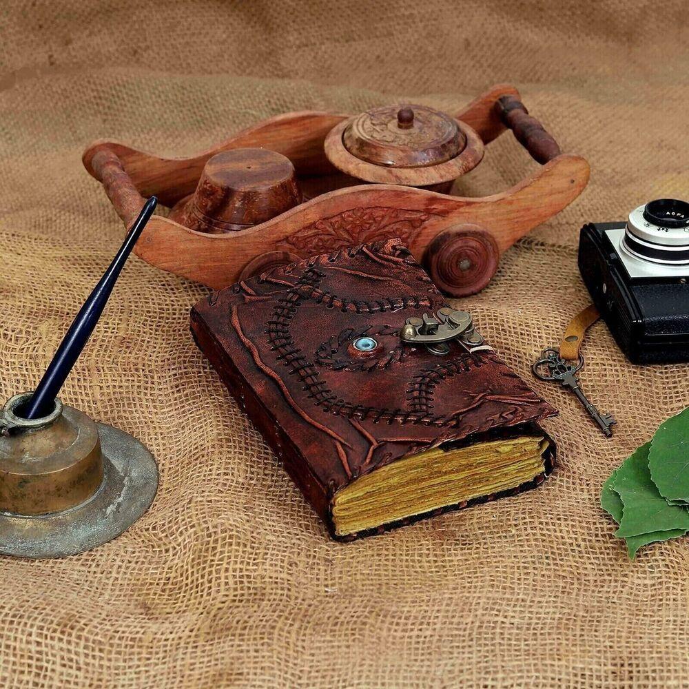 Hocus Pocus Book of Spells Evil Eye Leather Diary Notebook Leather Journal