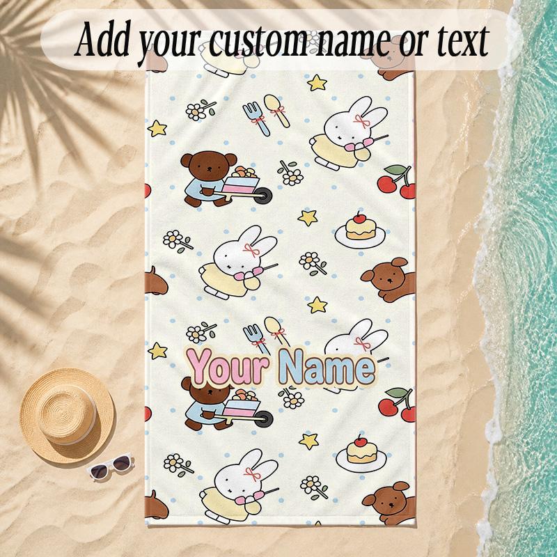 Beach TowelMiffy Custom Name Text Personalized Soft Towel for Beach Pool Indoor Home Decor Gift