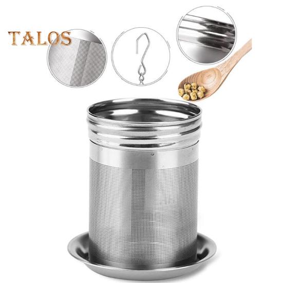 Ситечко для чая с подносом, подвесная цепочка, мелкоячеистая заварочная чашка из нержавеющей стали, мини-цилиндрическая заварочная машина, многоразовый чайник, чайные аксессуары