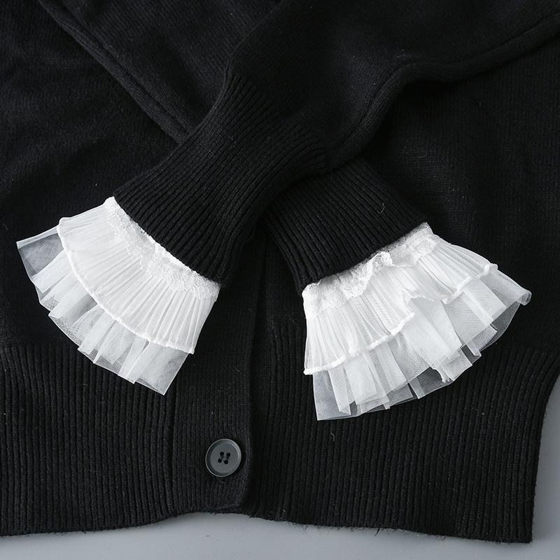Fashion Womens Lace Shirt Detachable Sleeve Ruffles Elbow Sleeve Gloves for Sweater Fake Sleeved Decorative