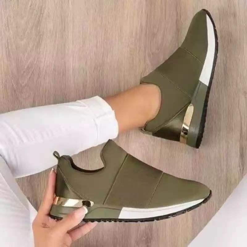 Кроссовки из вулканизированной кожи, женская обувь, женские кроссовки без застежек, однотонные кроссовки для женщин, спортивная сетчатая повседневная обувь для женщин, большой размер